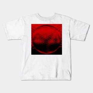 spherical hexagonal mosaic design in vivid red Kids T-Shirt